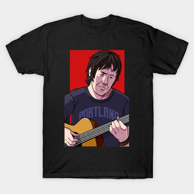 Elliott Smith Playing Acoustic Guitar T-Shirt by Noseking